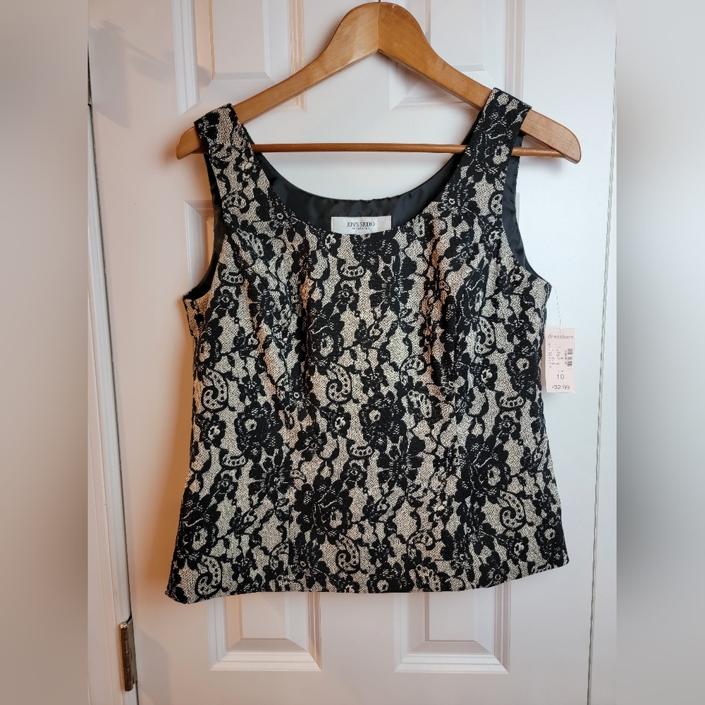 Jones Studio‎ Lined Sleeveless Top Formal Lace Black Womens 10